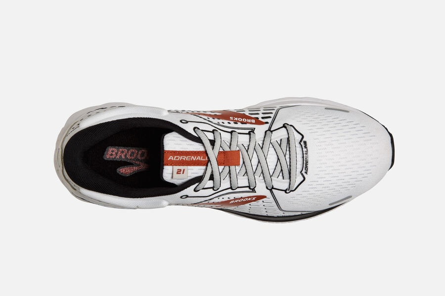 Brooks Running Shoes - Adrenaline GTS 21 Road Mens - White/Black/Orange - ATE-047528